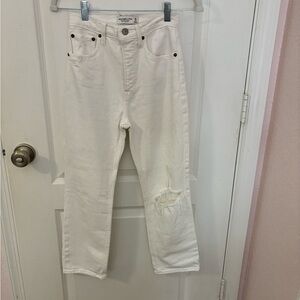 Abercrombie and Fitch ankle straight White distressed jeans